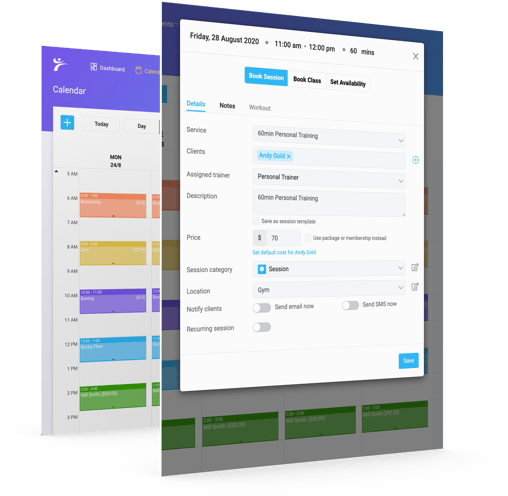 Persoanl Training Calendar scheduling